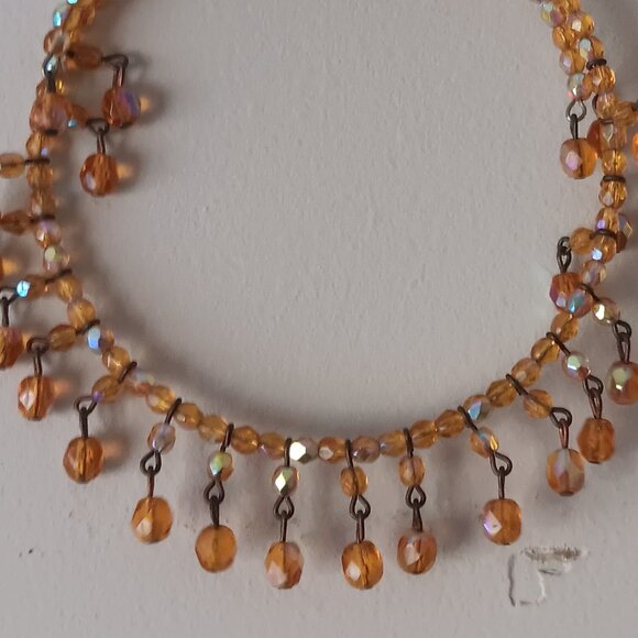 Set of 2 Handmade Beaded Chokers. 1 black 1 Amber Fits multiple sized necks F14 - Picture 4 of 6